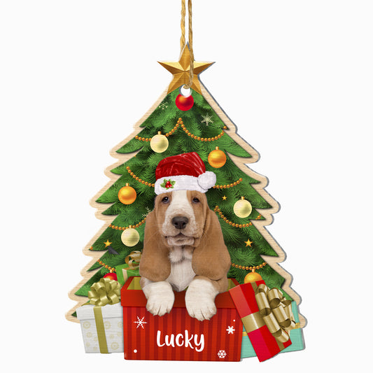 Personalized Basset Hound Christmas Tree Aluminum Ornament