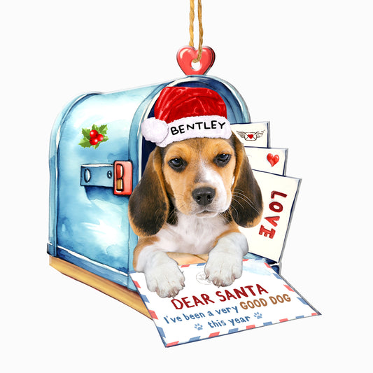 Personalized Beagle In Mailbox Christmas Aluminum Ornament