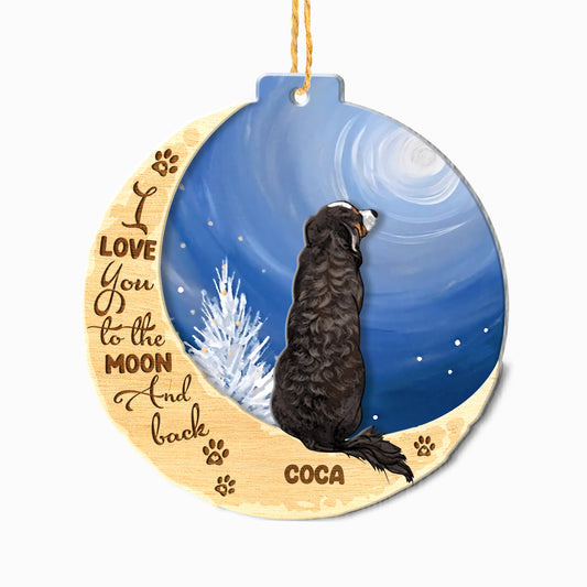 Personalized Bernese Mountain On Moon Aluminum Ornament