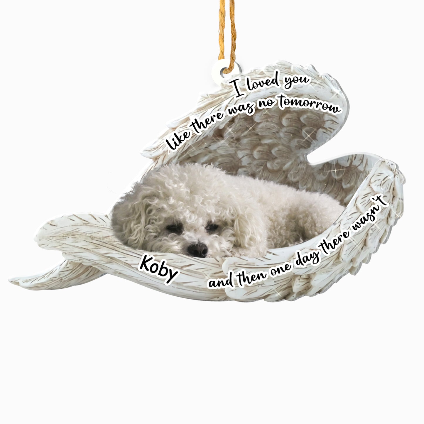 Personalized Bichon Frise Sleeping Angel Memorial Aluminum Ornament