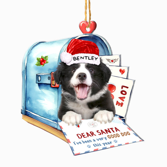 Personalized Border Collie In Mailbox Christmas Aluminum Ornament