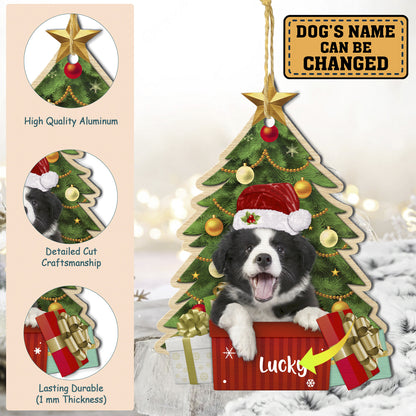 Personalized Border Collie Christmas Tree Aluminum Ornament