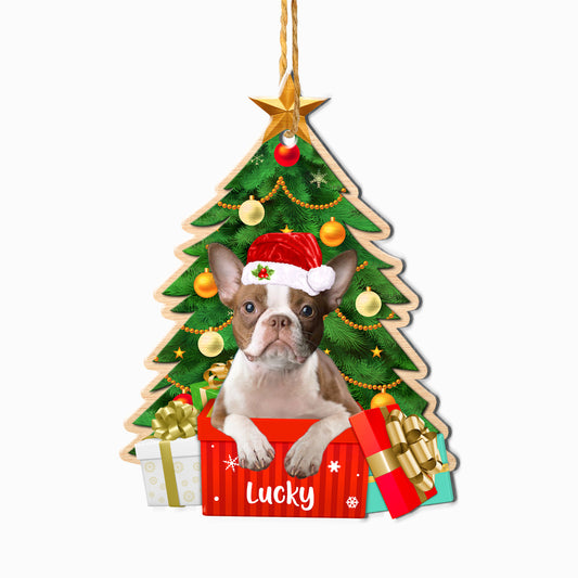 Personalized Boston Terrier Christmas Tree Aluminum Ornament