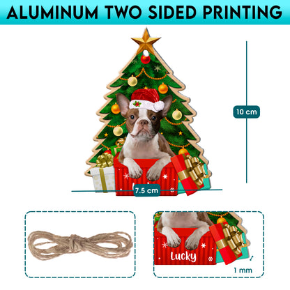 Personalized Boston Terrier Christmas Tree Aluminum Ornament