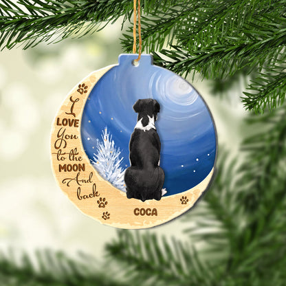 Personalized Boxer Dog On Moon Aluminum Ornament