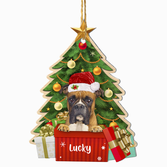 Personalized Boxer Dog Christmas Tree Aluminum Ornament