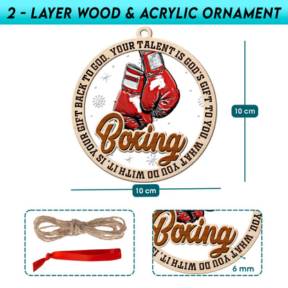 Personalized Boxing 2-Layer Wood & Acrylic Christmas Ornament