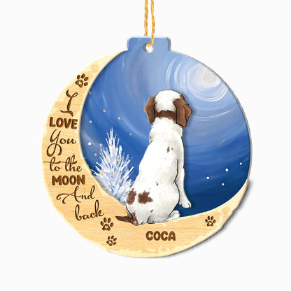 Personalized Brittany Spaniel On Moon Aluminum Ornament