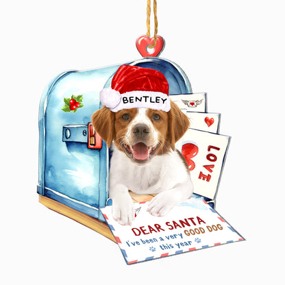 Personalized Brittany In Mailbox Christmas Aluminum Ornament