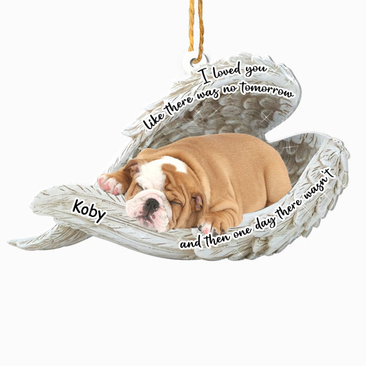 Personalized Bulldog Sleeping Angel Memorial Aluminum Ornament