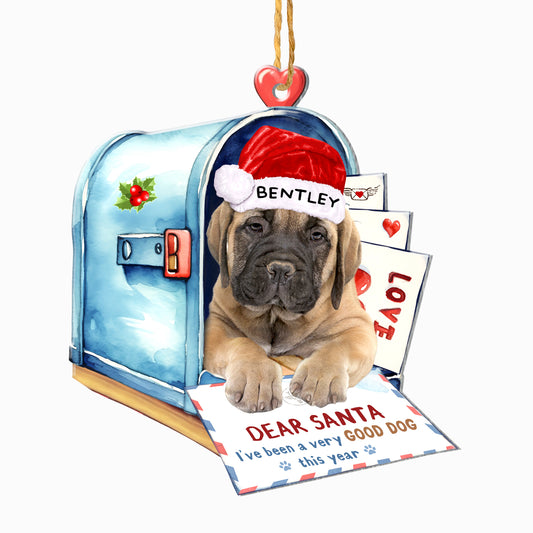 Personalized Bullmastiff In Mailbox Christmas Aluminum Ornament