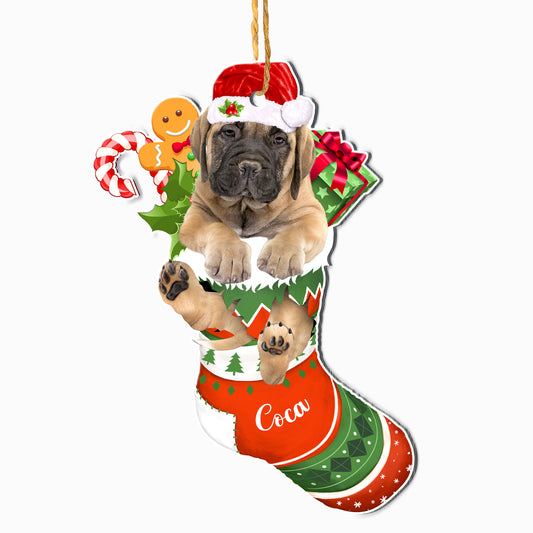 Personalized Bullmastiff In Christmas Stocking Aluminum Ornament