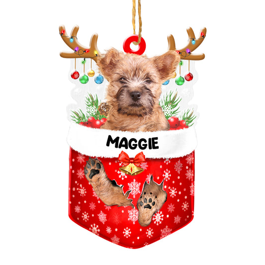 Personalized Cairn Terrier In Snow Pocket Christmas Acrylic Ornament