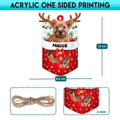 Personalized Cairn Terrier In Snow Pocket Christmas Acrylic Ornament