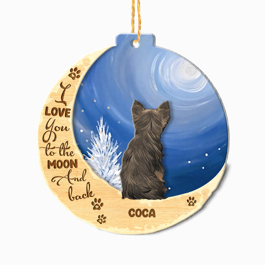 Personalized Cairn Terrier On Moon Aluminum Ornament