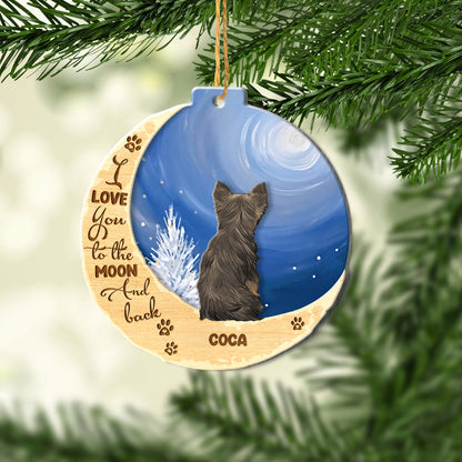 Personalized Cairn Terrier On Moon Aluminum Ornament