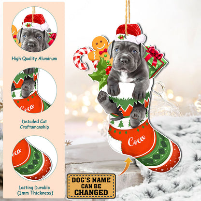 Personalized Cane Corso In Christmas Stocking Aluminum Ornament