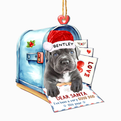 Personalized Grey Cane Corso In Mailbox Christmas Aluminum Ornament