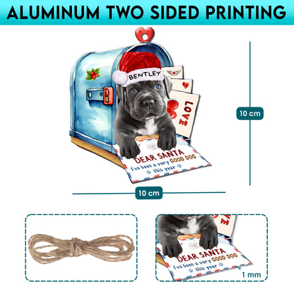 Personalized Grey Cane Corso In Mailbox Christmas Aluminum Ornament