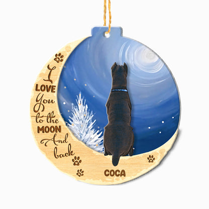 Personalized Cane Corso On Moon Aluminum Ornament