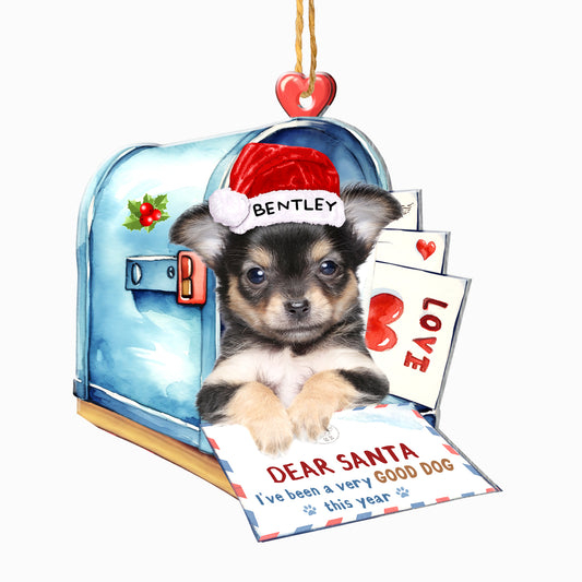 Personalized Chihuahua In Mailbox Christmas Aluminum Ornament
