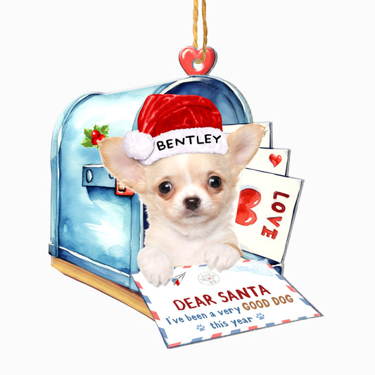 Personalized Chihuahua In Mailbox Christmas Aluminum Ornament