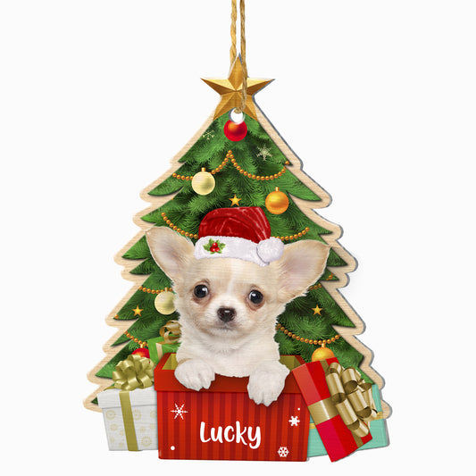 Personalized Chihuahua Christmas Tree Aluminum Ornament