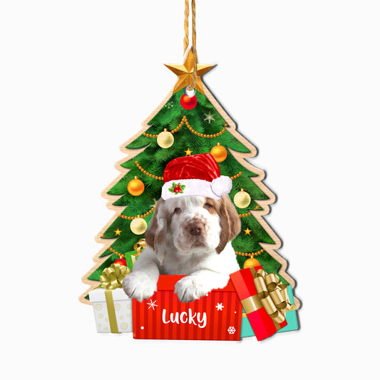 Personalized Clumber Spaniel Christmas Tree Aluminum Ornament