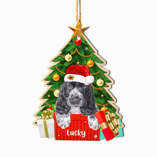 Personalized Black Cocker Spaniel Christmas Tree Aluminum Ornament