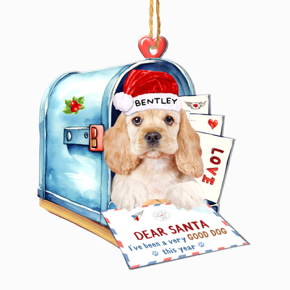 Personalized Cocker Spaniel In Mailbox Christmas Aluminum Ornament
