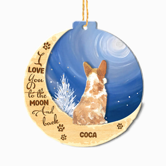Personalized Corgi On Moon Aluminum Ornament