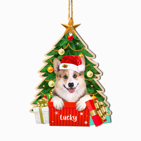 Personalized Corgi Christmas Tree Aluminum Ornament