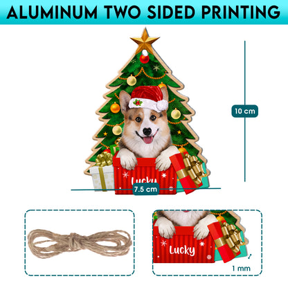 Personalized Corgi Christmas Tree Aluminum Ornament