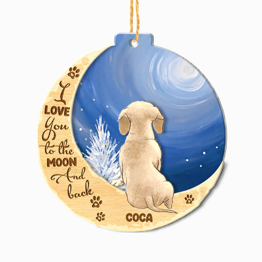 Personalized Brown Dachshund On Moon Aluminum Ornament