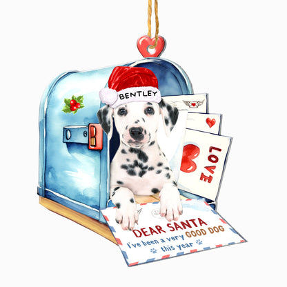 Personalized Dalmatian In Mailbox Christmas Aluminum Ornament