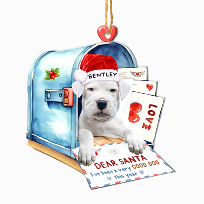 Personalized Dogo Argentino In Mailbox Christmas Aluminum Ornament