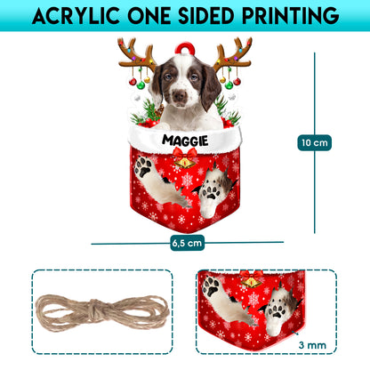 Personalized English Springer Spaniel In Snow Pocket Christmas Acrylic Ornament