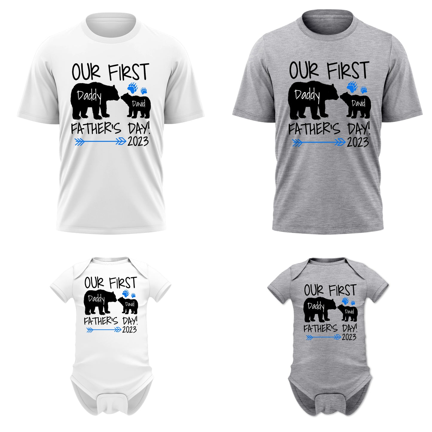 Our First Fathers Day Bear Dad & Baby Custom Matching Outfit