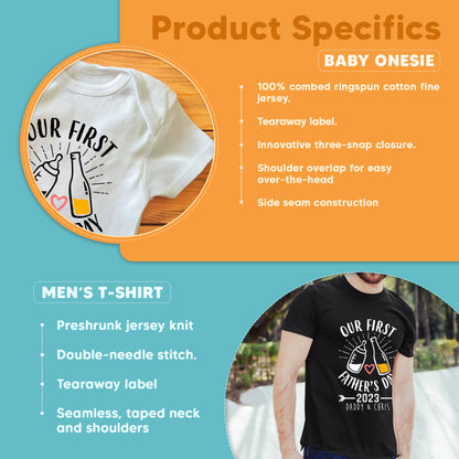 Our First Fathers Day New Dad & Baby Beer & Milk Custom Matching Outfit
