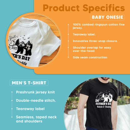 1st Fathers Day Mountain Bear Dad & Baby Custom Matching Outfit