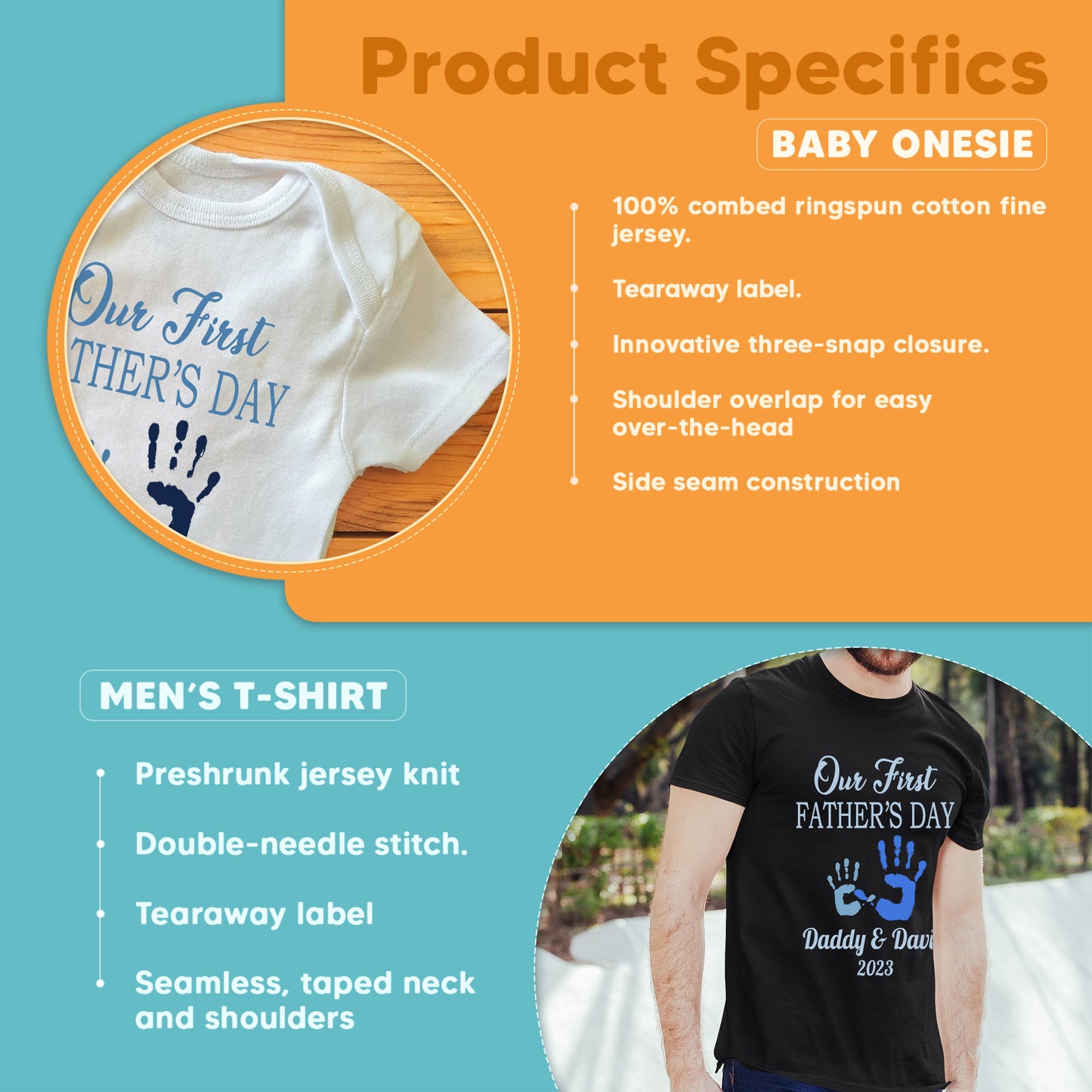 Our First Father's Day Handprints Custom Matching Outfit