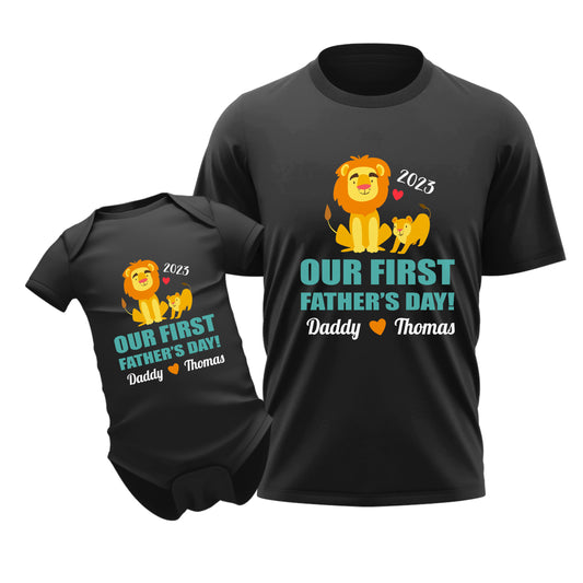 Our First Father's Day Lion Dad & Baby Custom Matching Outfit