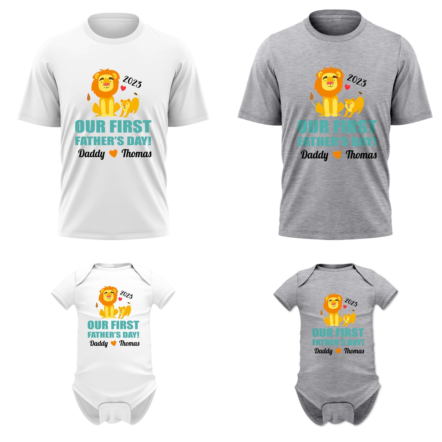Our First Father's Day Lion Dad & Baby Custom Matching Outfit