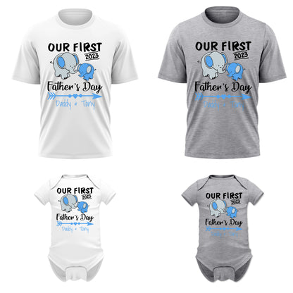 Our First Father's Day Elephant Dad & Newborn Custom Matching Outfit