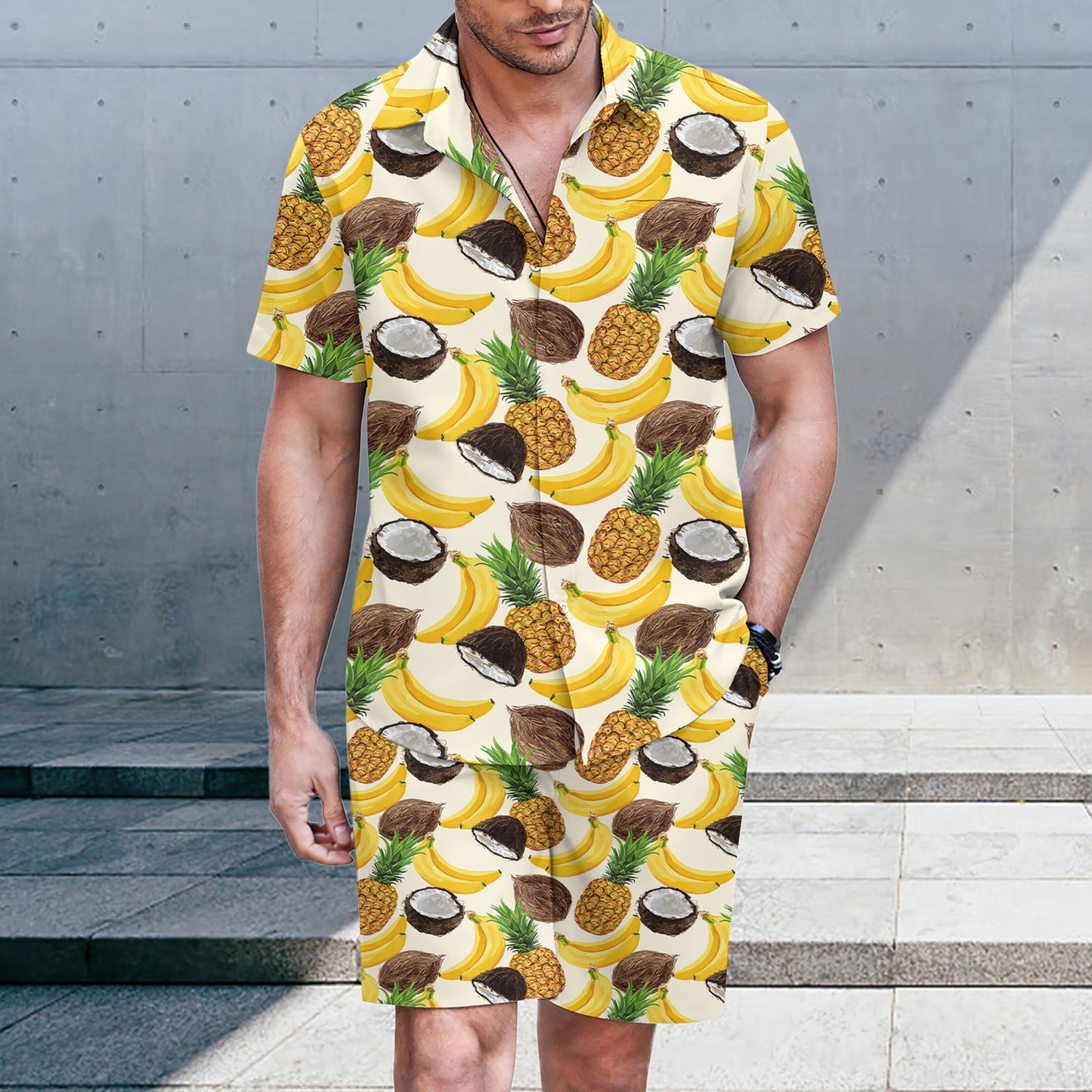 Funny Tropical Fruits Hawaiian Shirt And Shorts