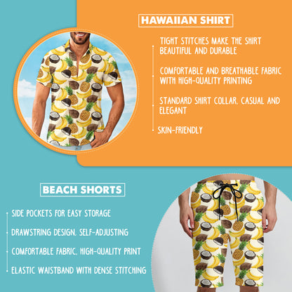 Funny Tropical Fruits Hawaiian Shirt And Shorts