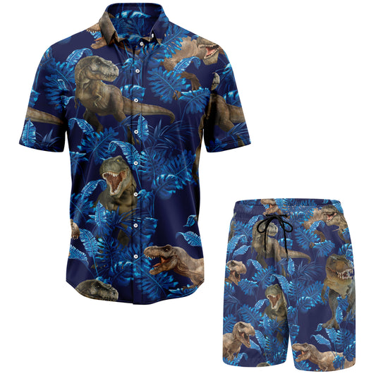 T-Rex Tropical Hawaiian Shirt And Shorts
