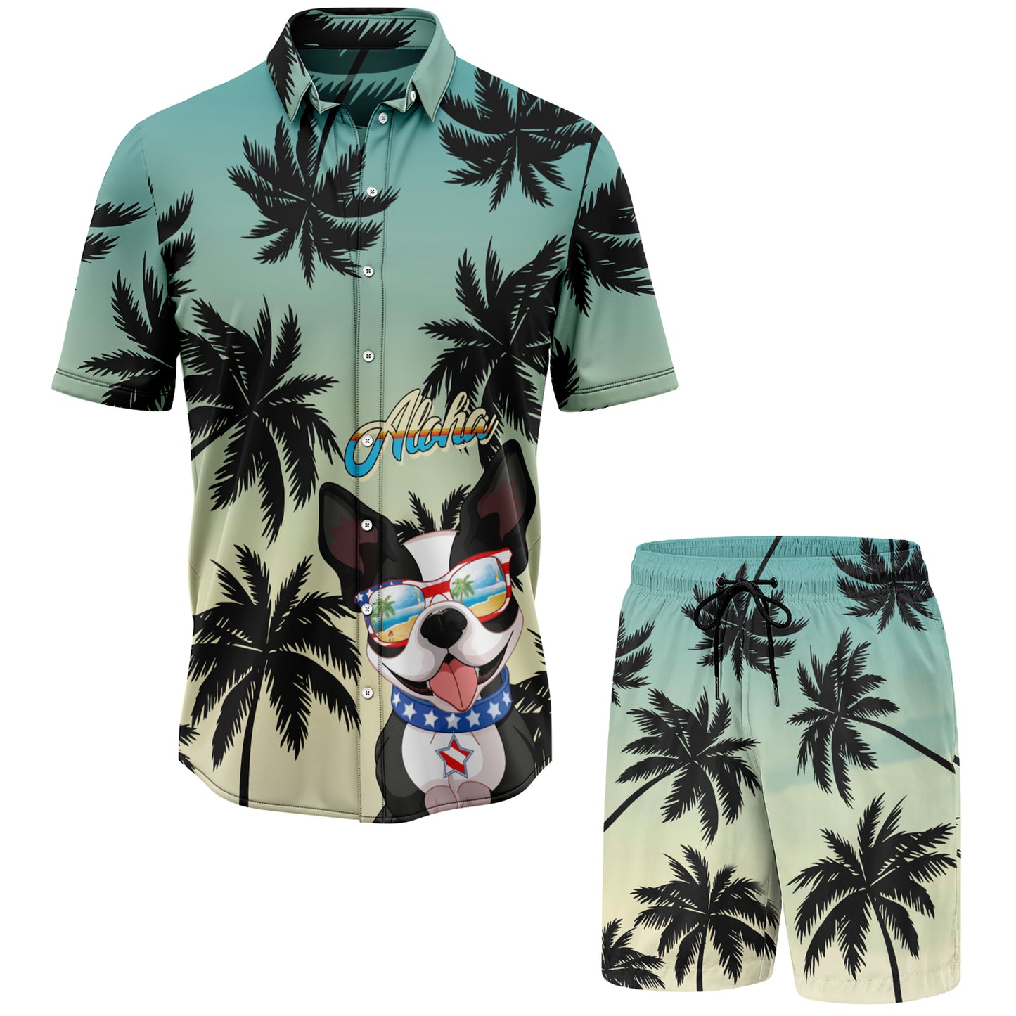 Aloha Boston Terrier Dog Hawaiian Shirt And Shorts