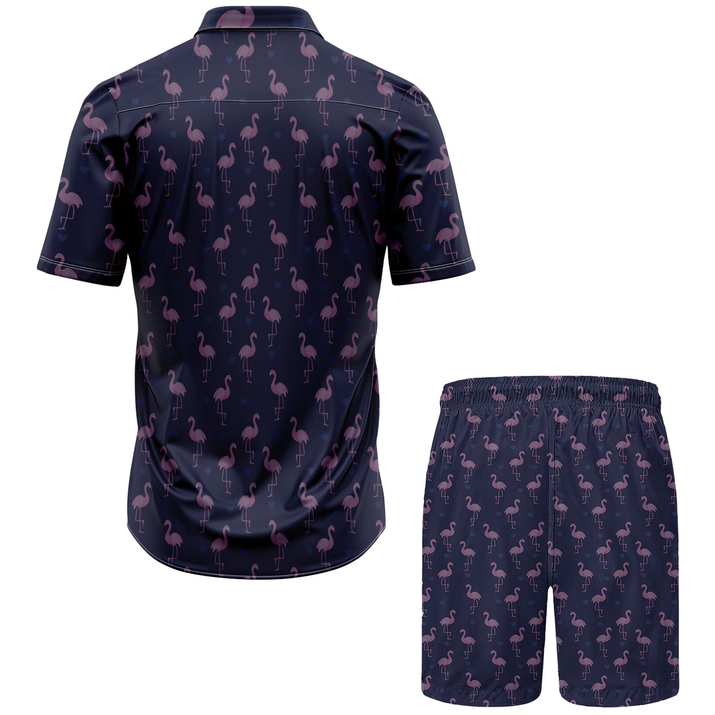 Flamingo Print Hawaiian Shirt And Shorts