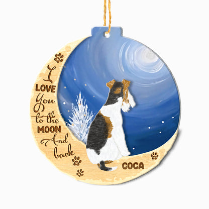 Personalized Fox Terrier On Moon Aluminum Ornament